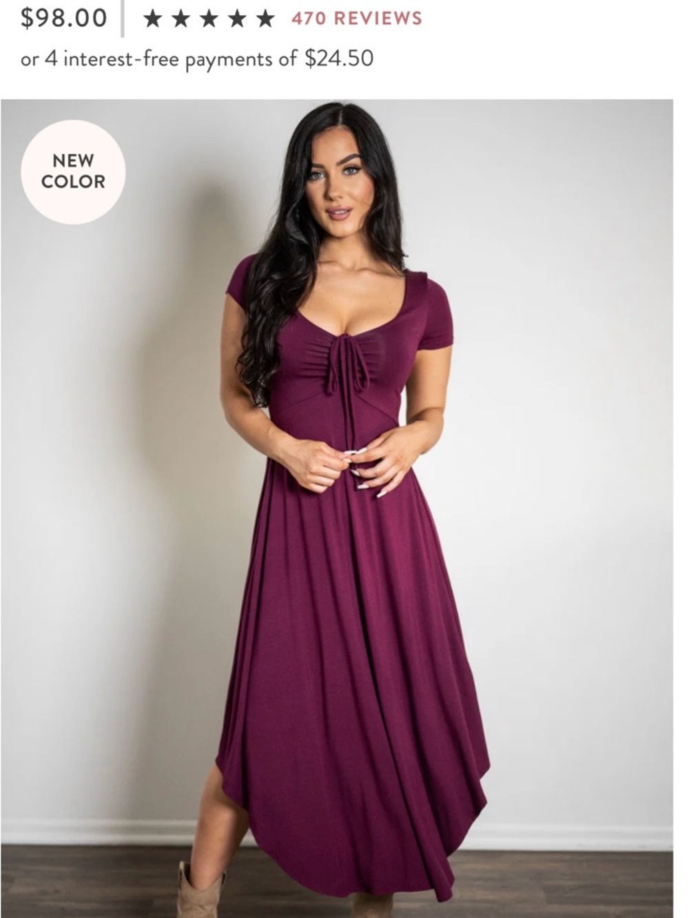 Sozy Midi Tie-Front Dress in Plum
